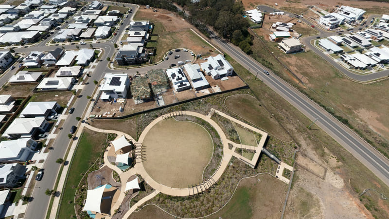 Hill Top Park, the developer's name for the park beside Mount Pleasant Drive, with surrounding streets and houses.